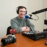 UPEI student Brennan McDuffee interviewing another student during a podcast