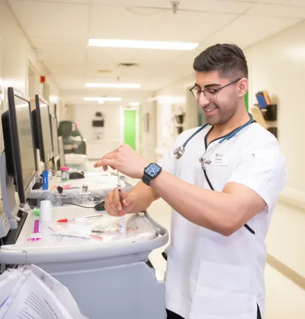 UPEI nursing student Gabriel at the Queen Elizabeth Hospital