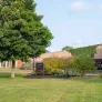 south entrance of Robertson Library in summer